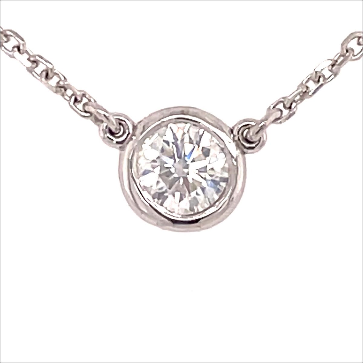 Diamond Bezel Solitaire Necklaces 14KW - JewelsmithNecklaces