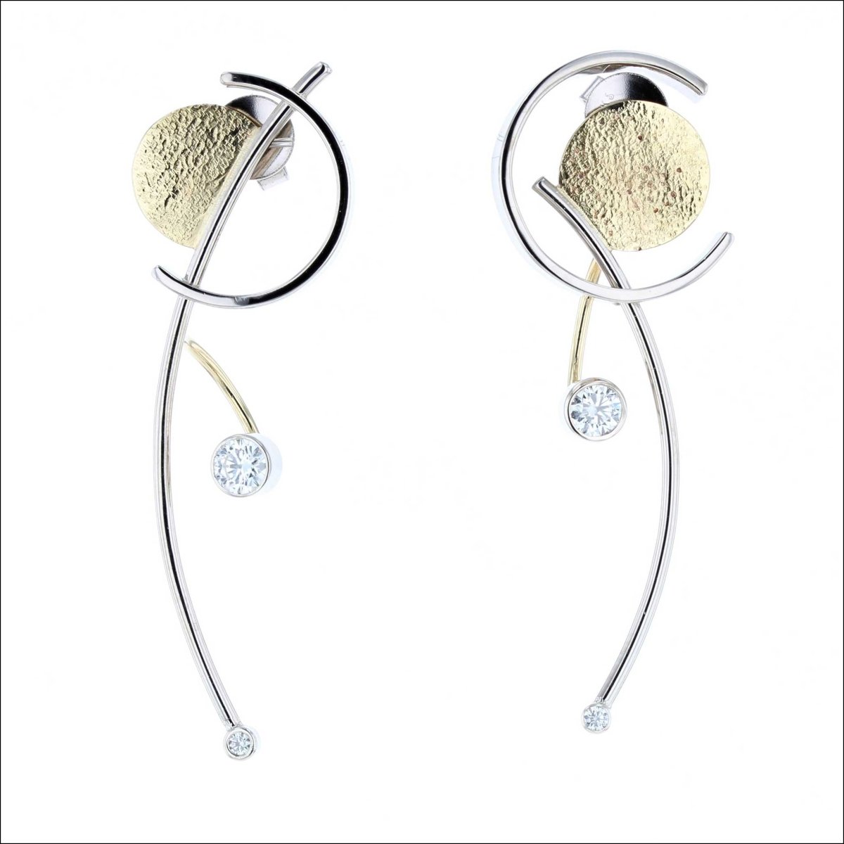 Diamond "C" Earrings 18KY 14KW (Consignment) - JewelsmithEarrings