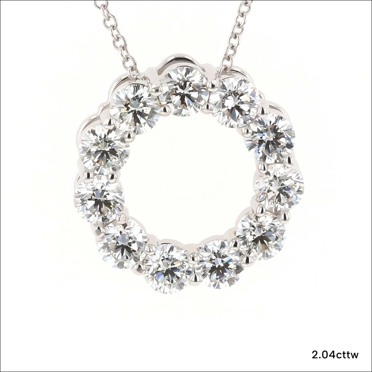 Diamond Circle Necklaces 14KW - JewelsmithNecklaces