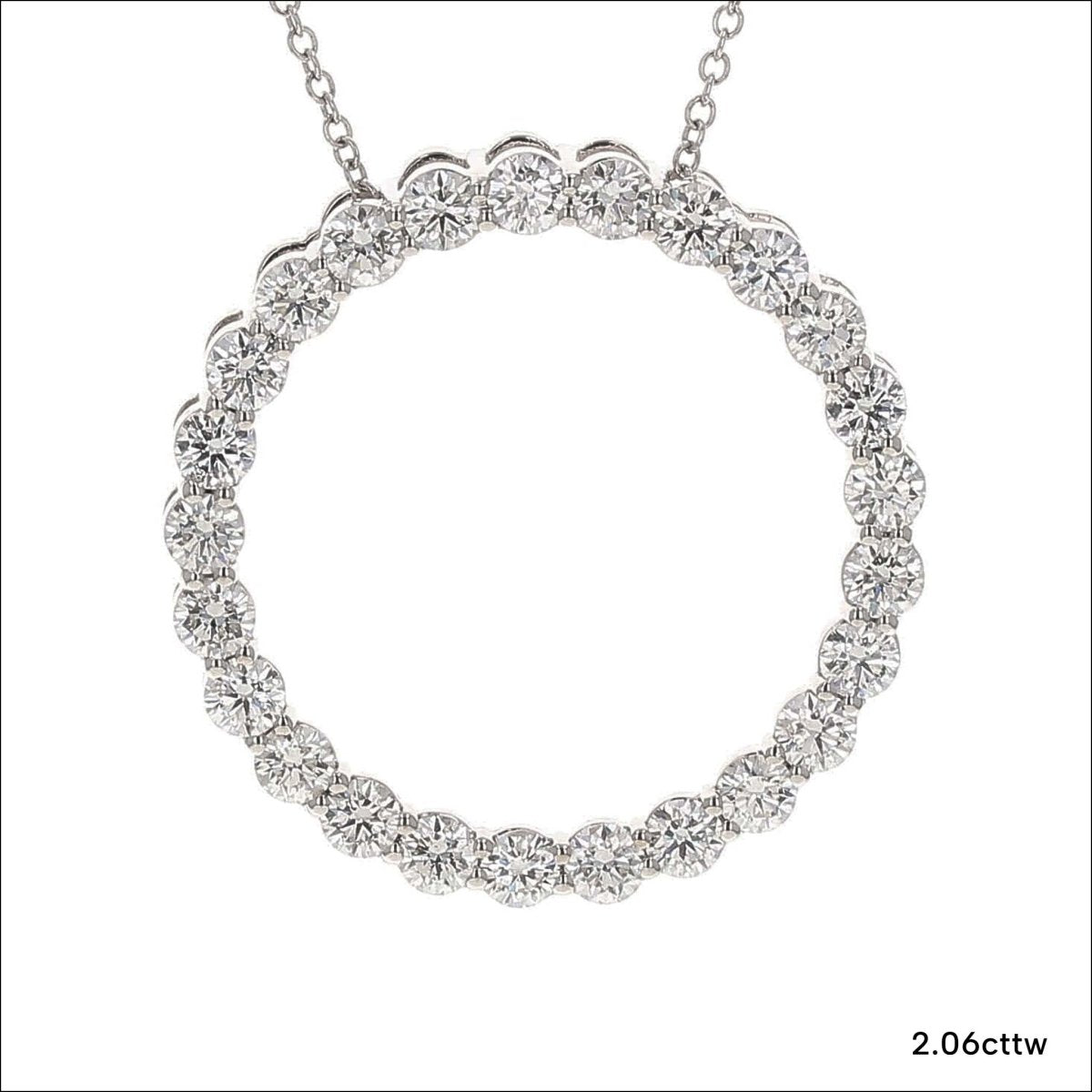 Diamond Circle Necklaces 14KW - JewelsmithNecklaces