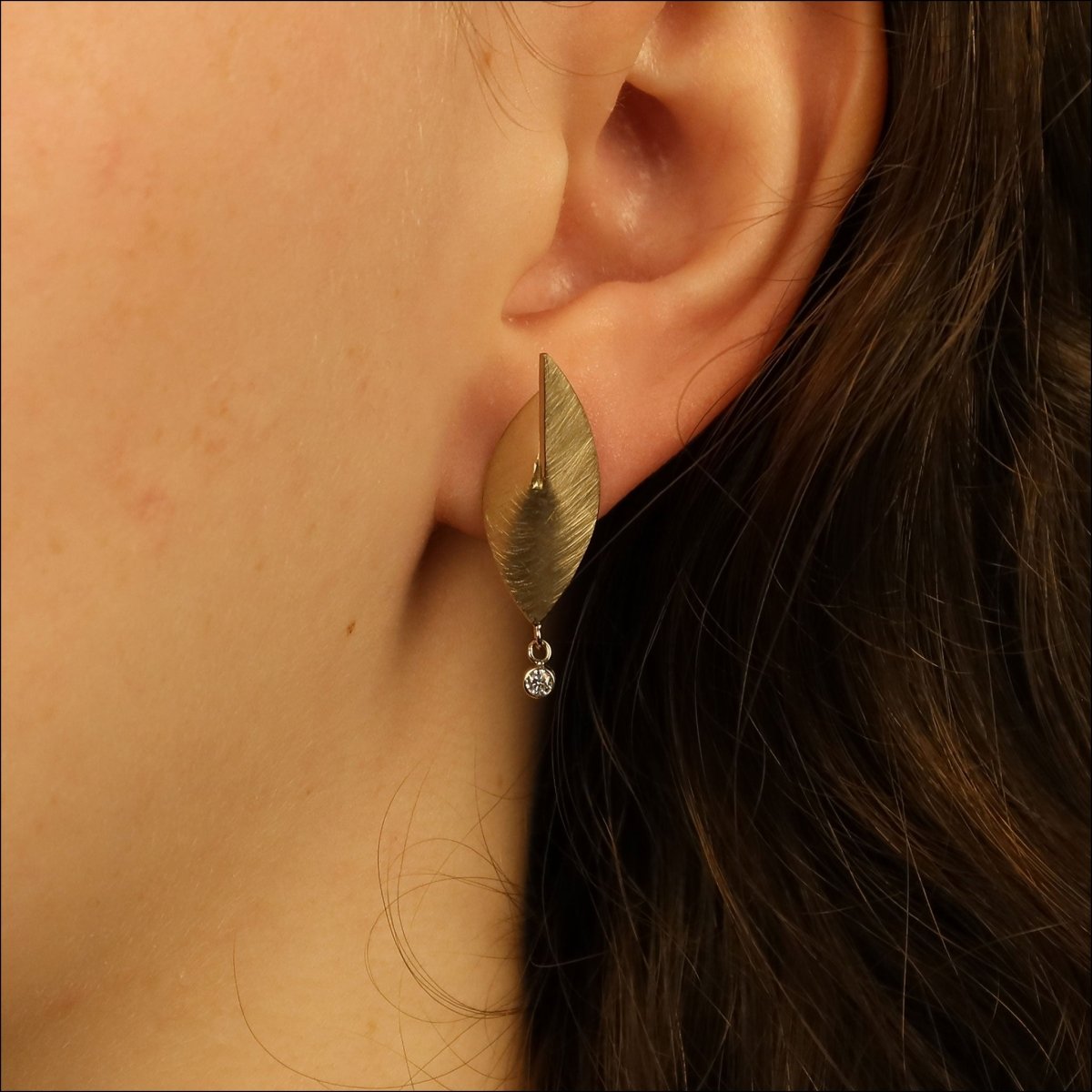 Diamond Folded Spear Earrings 14KW - JewelsmithEarrings