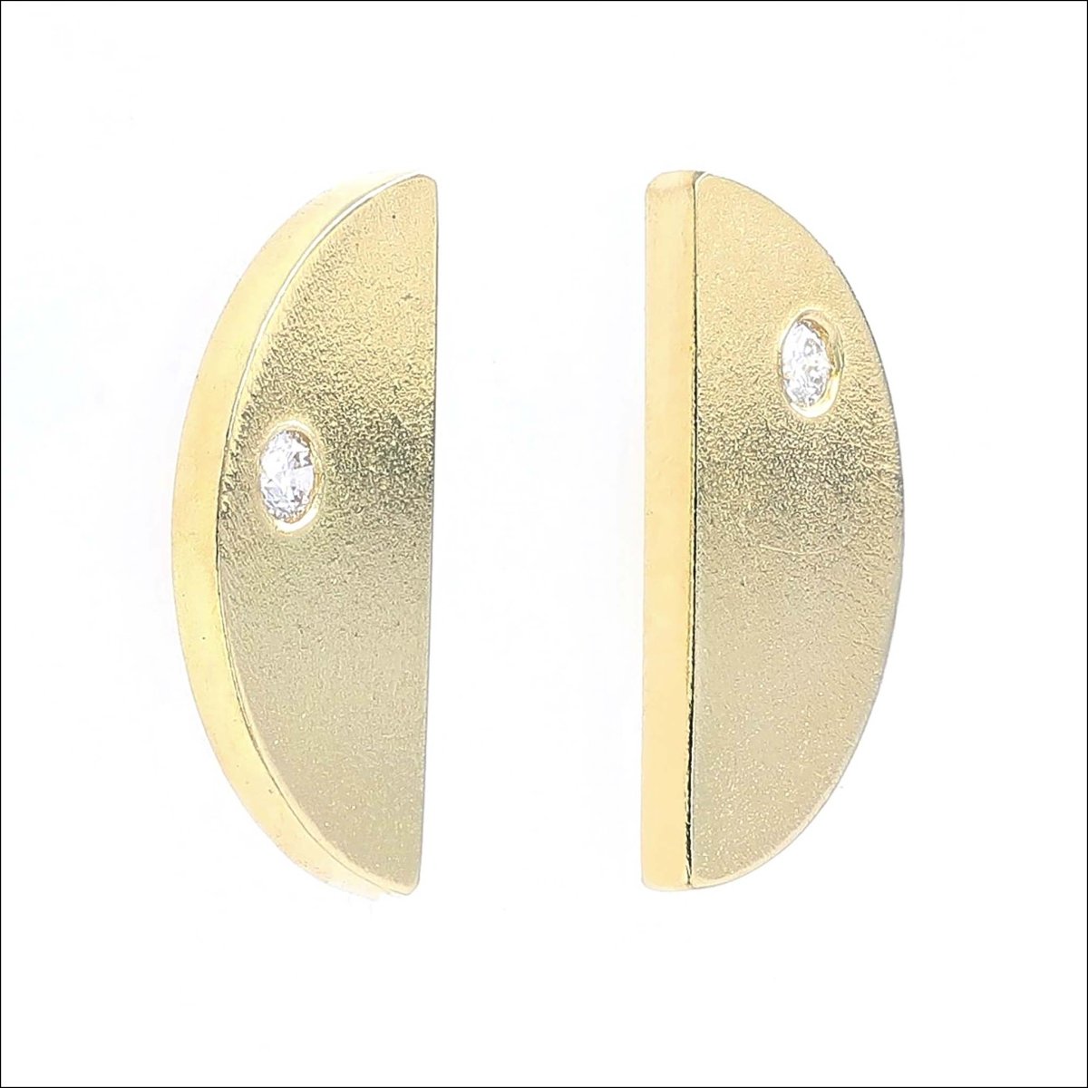 Diamond Half Moon Earrings 18KY - JewelsmithEarrings