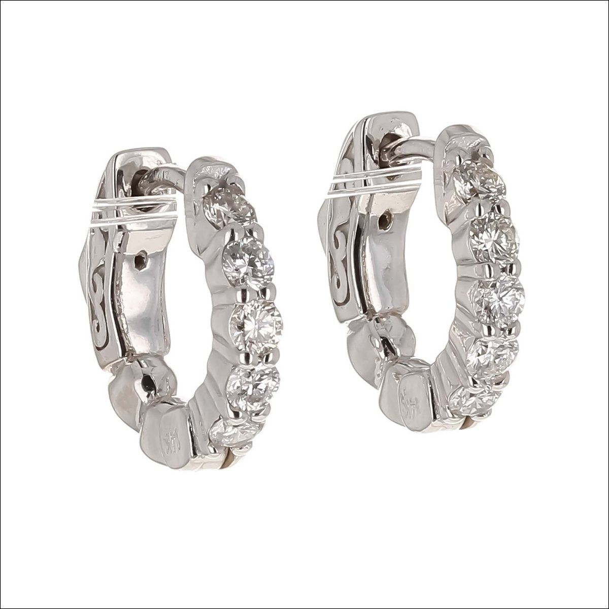 Diamond Hoop Huggie Earrings 14KW 0.50cttw - JewelsmithEarrings