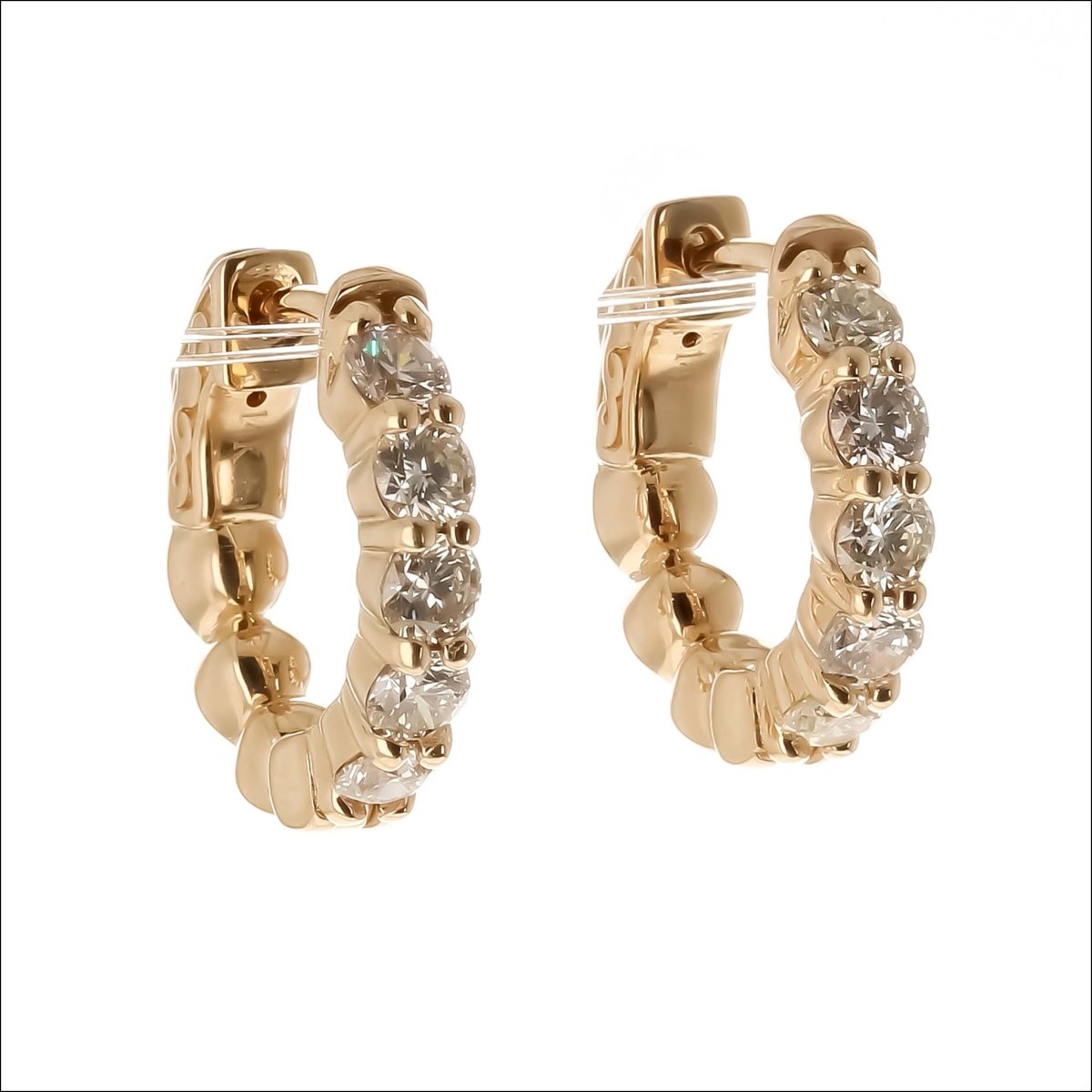 Diamond Hoop Huggie Earrings 14KY 1.01cttw - JewelsmithEarrings