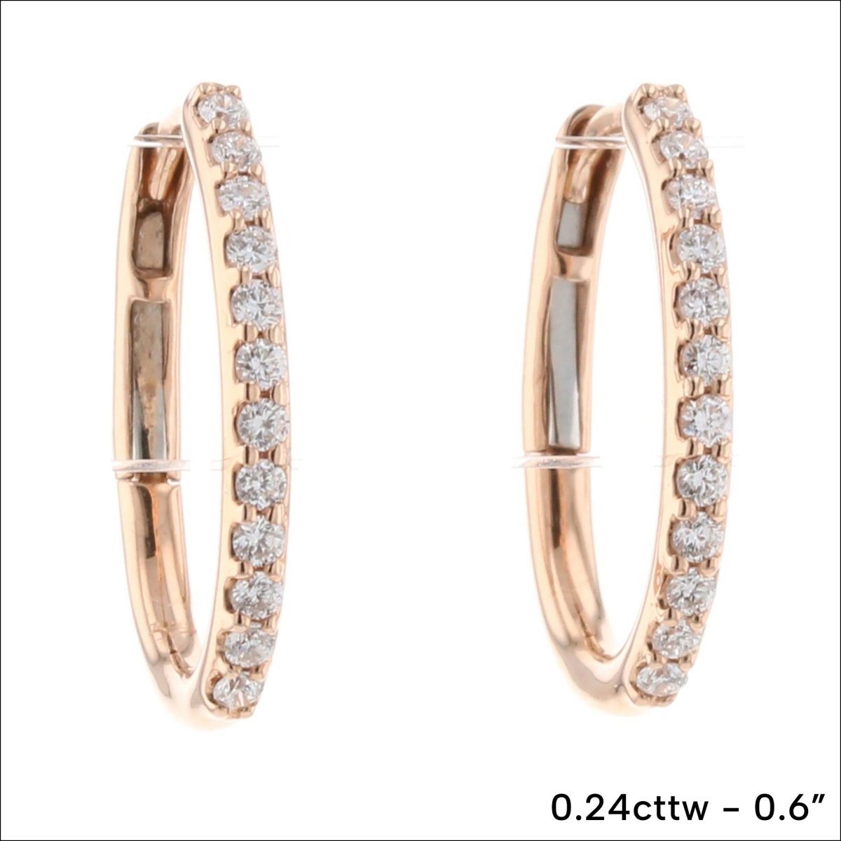 Diamond Oval Hoop Earrings 14K Rose - JewelsmithEarrings