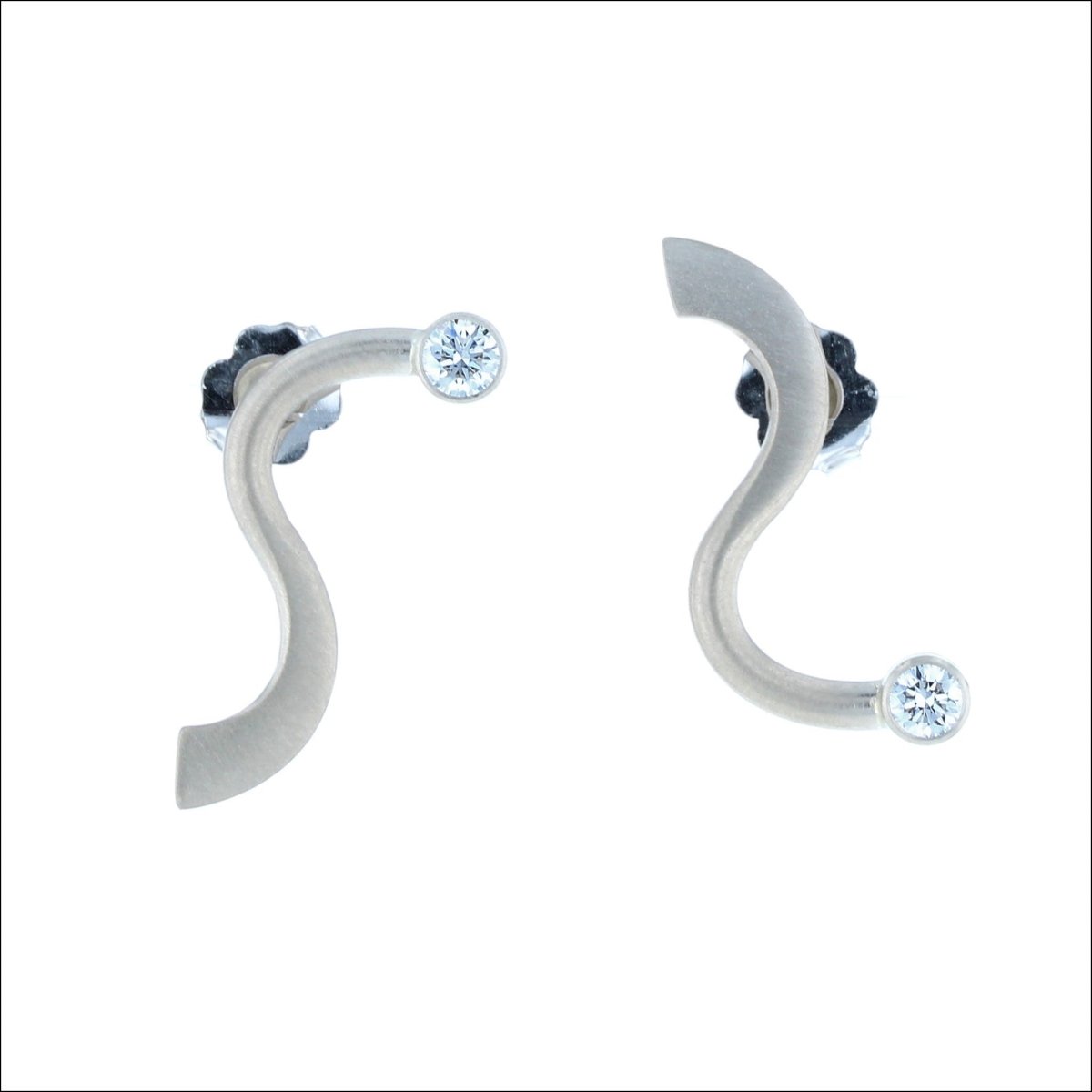 Diamond S-Wave Forged Stud Earrings 14KW - JewelsmithEarrings
