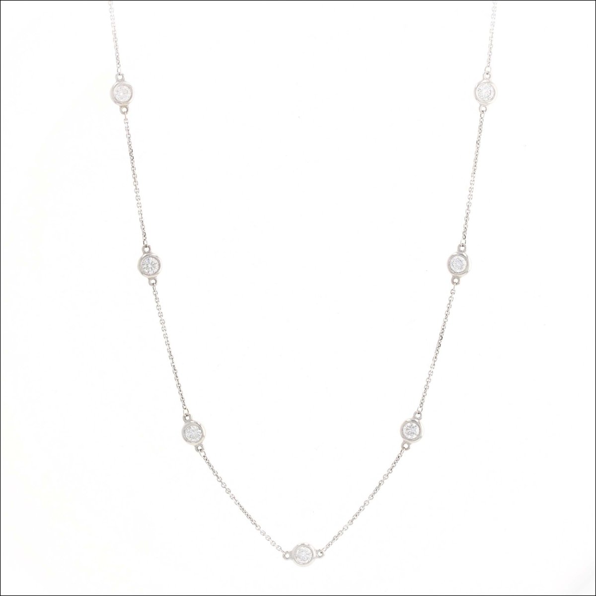 Diamond Station Necklaces 14KW - JewelsmithNecklaces