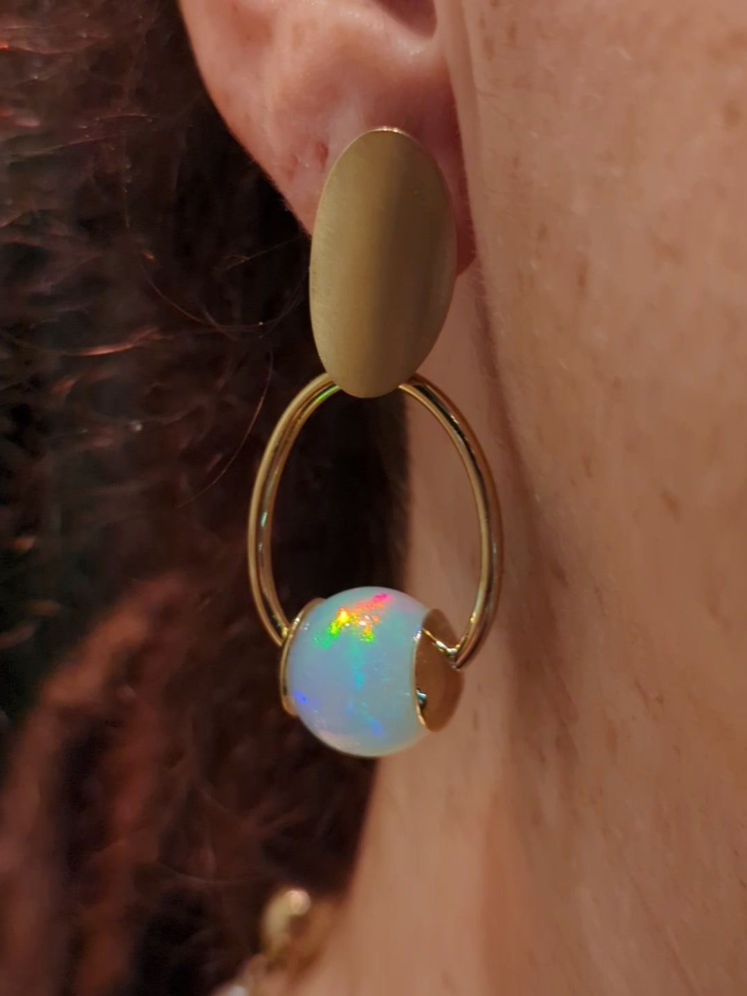 Ethiopian Opal Sphere Earrings 18KY video