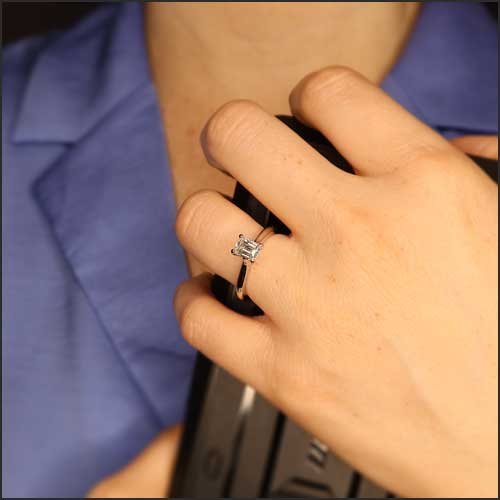 2.70ct Emerald Cut with Solitaire Bezel Setting Engagement Ring