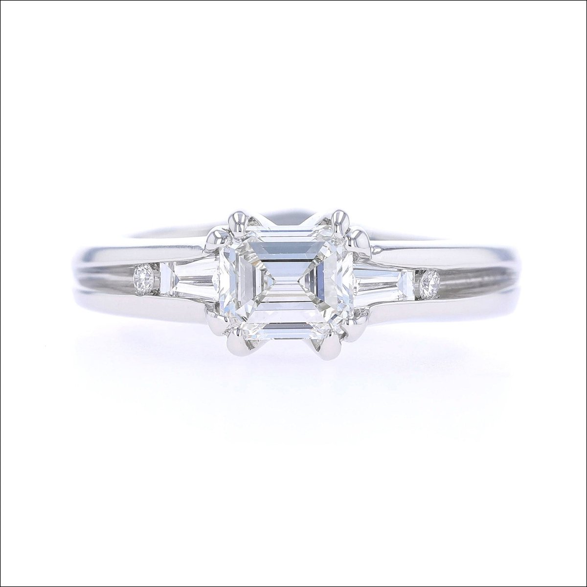 Emerald Cut Diamond Tapered Baguette Engagement Ring Platinum - JewelsmithEngagement Rings