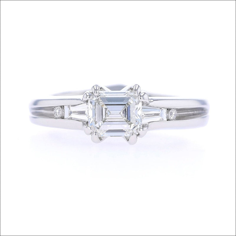 Emerald Cut Diamond Tapered Baguette Engagement Ring Platinum