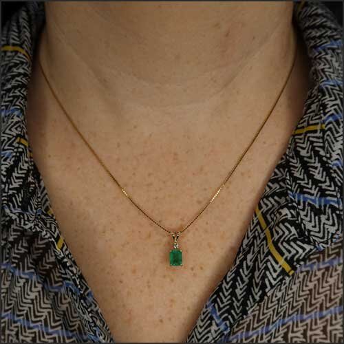 Emerald Diamond Pendant 14KY - JewelsmithPendants