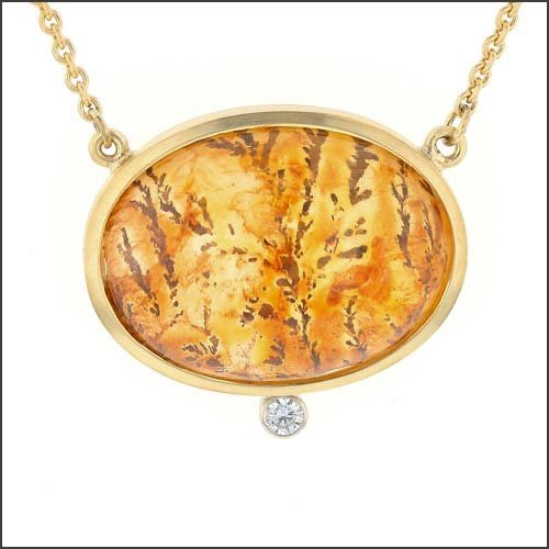 "Eno Collection" Dendritic Quartz Diamond Necklace 18KY 14KW - JewelsmithNecklaces