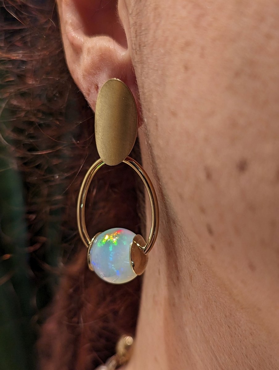 Ethiopian Opal Sphere Earrings 18KY - JewelsmithEarrings