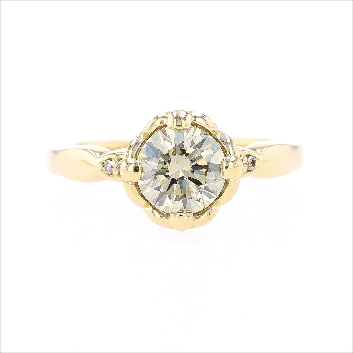 Fancy Brown Yellow Diamond Foral Engagement Ring 18KY - JewelsmithEngagement Rings