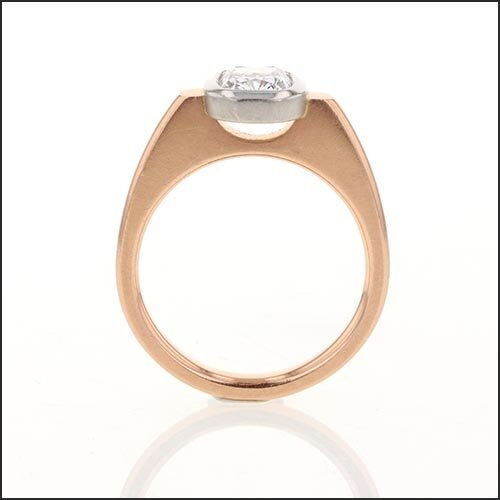 Floating Bezel Cushion Diamond Engagement Ring Platinum 14K Rose - JewelsmithEngagement Rings