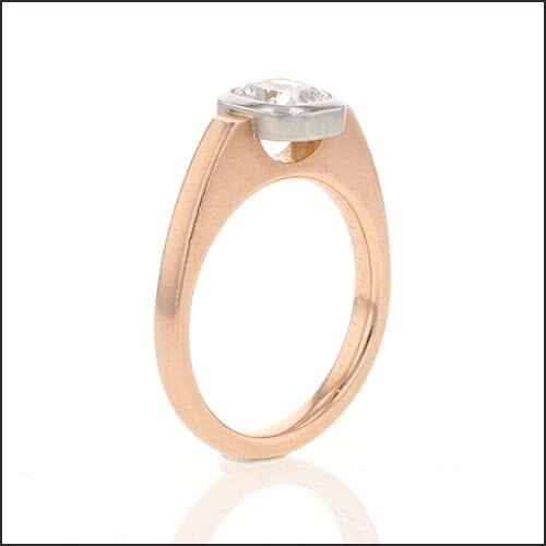 Floating Bezel Cushion Diamond Engagement Ring Platinum 14K Rose - JewelsmithEngagement Rings