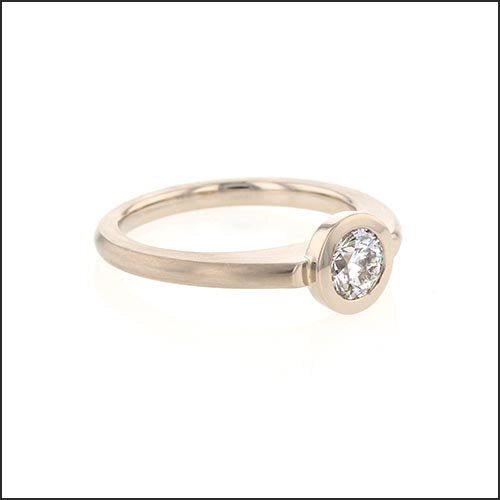 Floating Bezel Round Diamond Engagement Ring 14KW - JewelsmithEngagement Rings