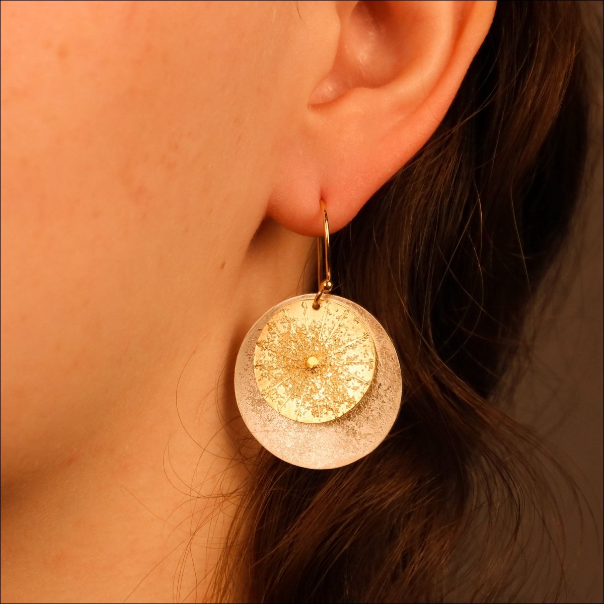 Gold Dust Disc Earrings 18KY Sterling Silver - JewelsmithEarrings