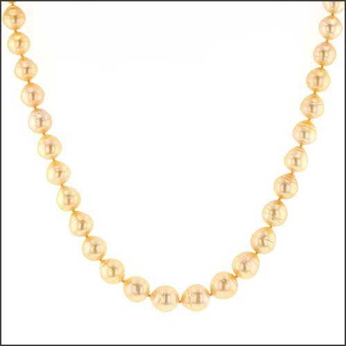 Golden South Sea Pearl Strand Necklace 19" 18KY - JewelsmithNecklaces