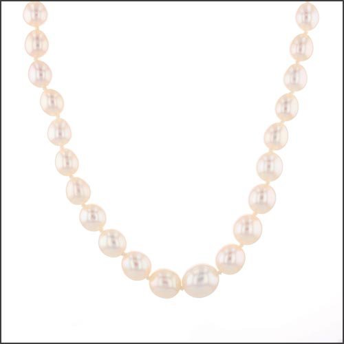 Graduated Drop Shaped White Freshwater Pearl Strand 14KW 18" - JewelsmithNecklaces