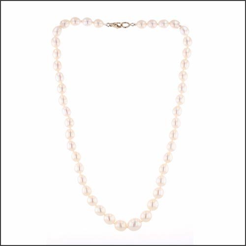 Graduated Drop Shaped White Freshwater Pearl Strand 14KW 18" - JewelsmithNecklaces
