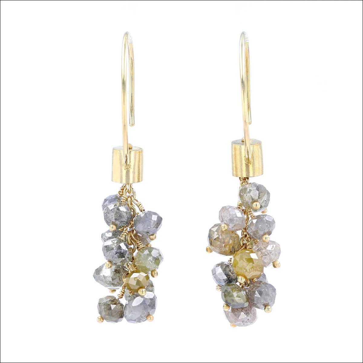 Gray Diamond Bead Cluster Earrings 18KY - JewelsmithEarrings