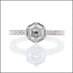 Hexagonal Diamond Hand Engraved Engagement Ring Platinum - JewelsmithEngagement Rings