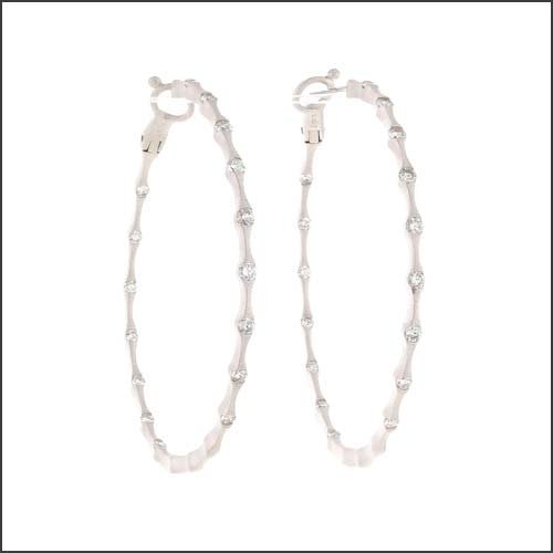 In/Out Bamboo Diamond Hoop Directional Earrings 14KW - JewelsmithEarrings