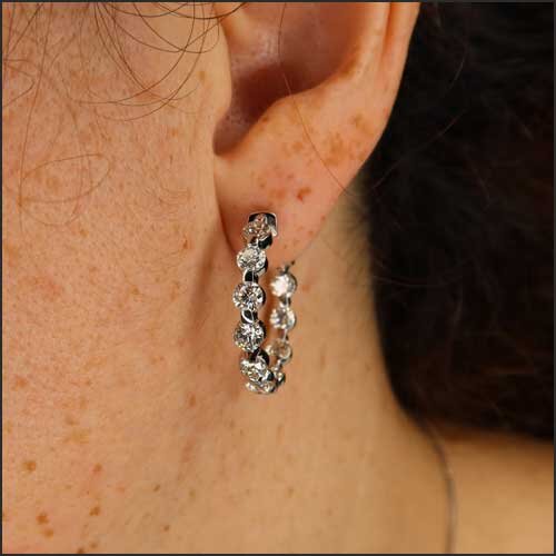 In/Out Bar Set Diamond Hoop Earrings 14KW - JewelsmithEarrings