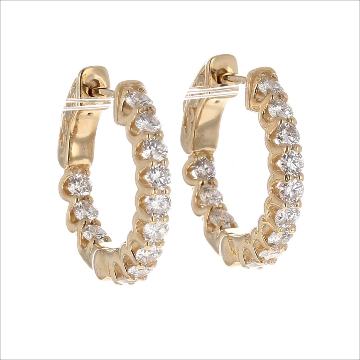 In/Out Diamond Hoop Earrings 14KY 1.18cttw - JewelsmithEarrings