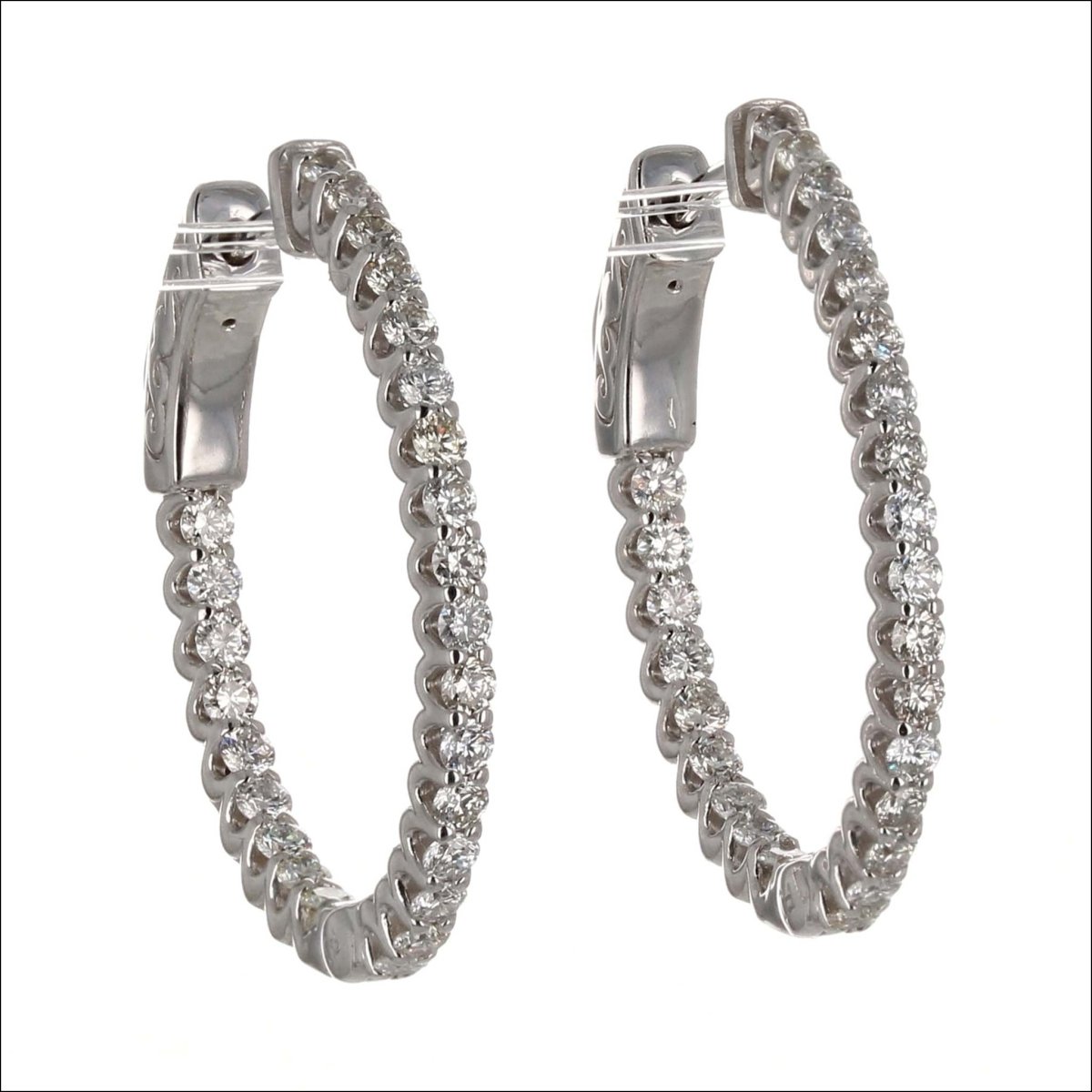 In/Out Oval Diamond Hoop Earrings 14KW 1.02cttw - JewelsmithEarrings