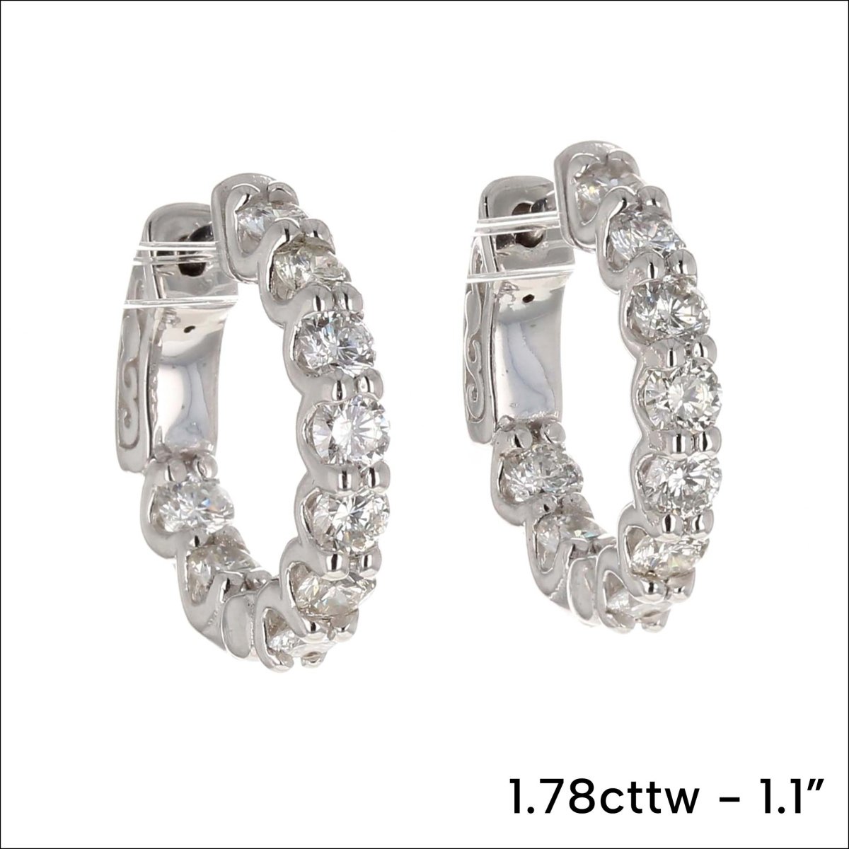 In/Out Oval Diamond Hoop Earrings 14KW - JewelsmithEarrings