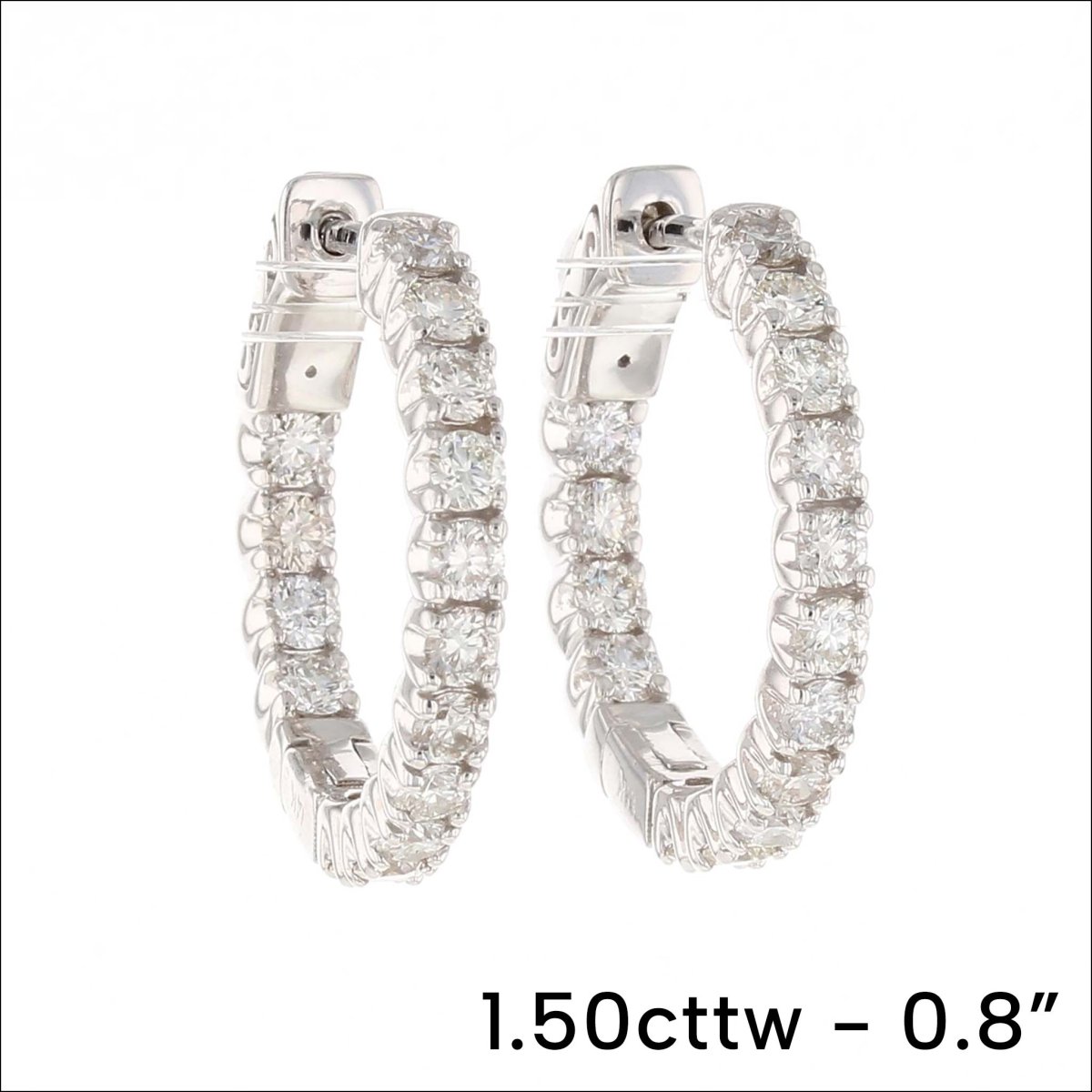In/Out Oval Diamond Hoop Earrings 14KW - JewelsmithEarrings