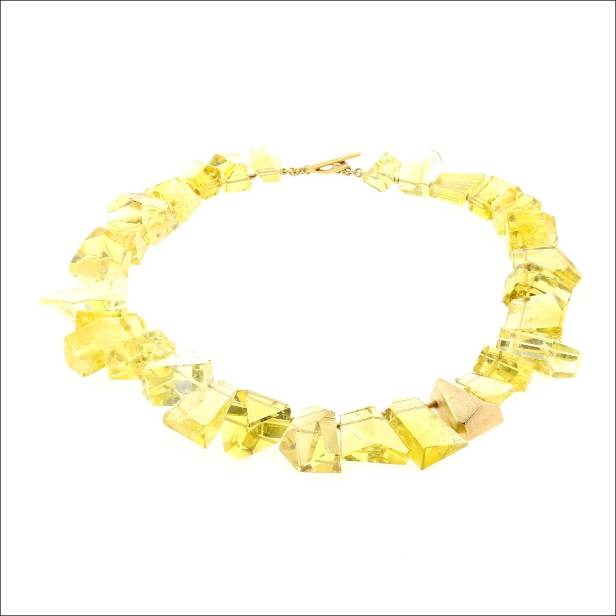 Lemon Quartz Tile Bead Strand Necklace 18KY (Consignment) - JewelsmithNecklaces
