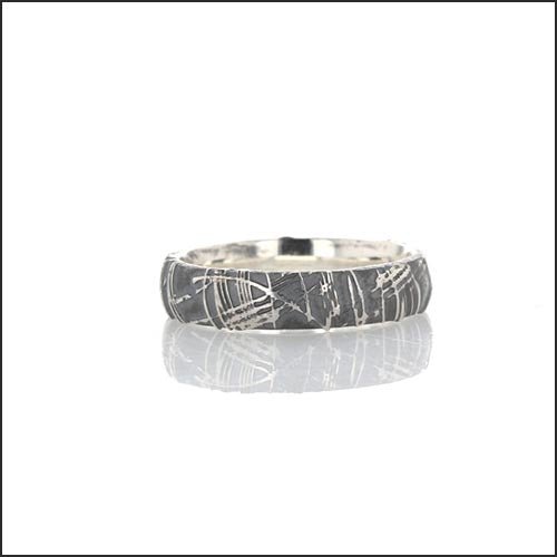 Meteor Pattern Men's Band Oxidized SS - JewelsmithRings