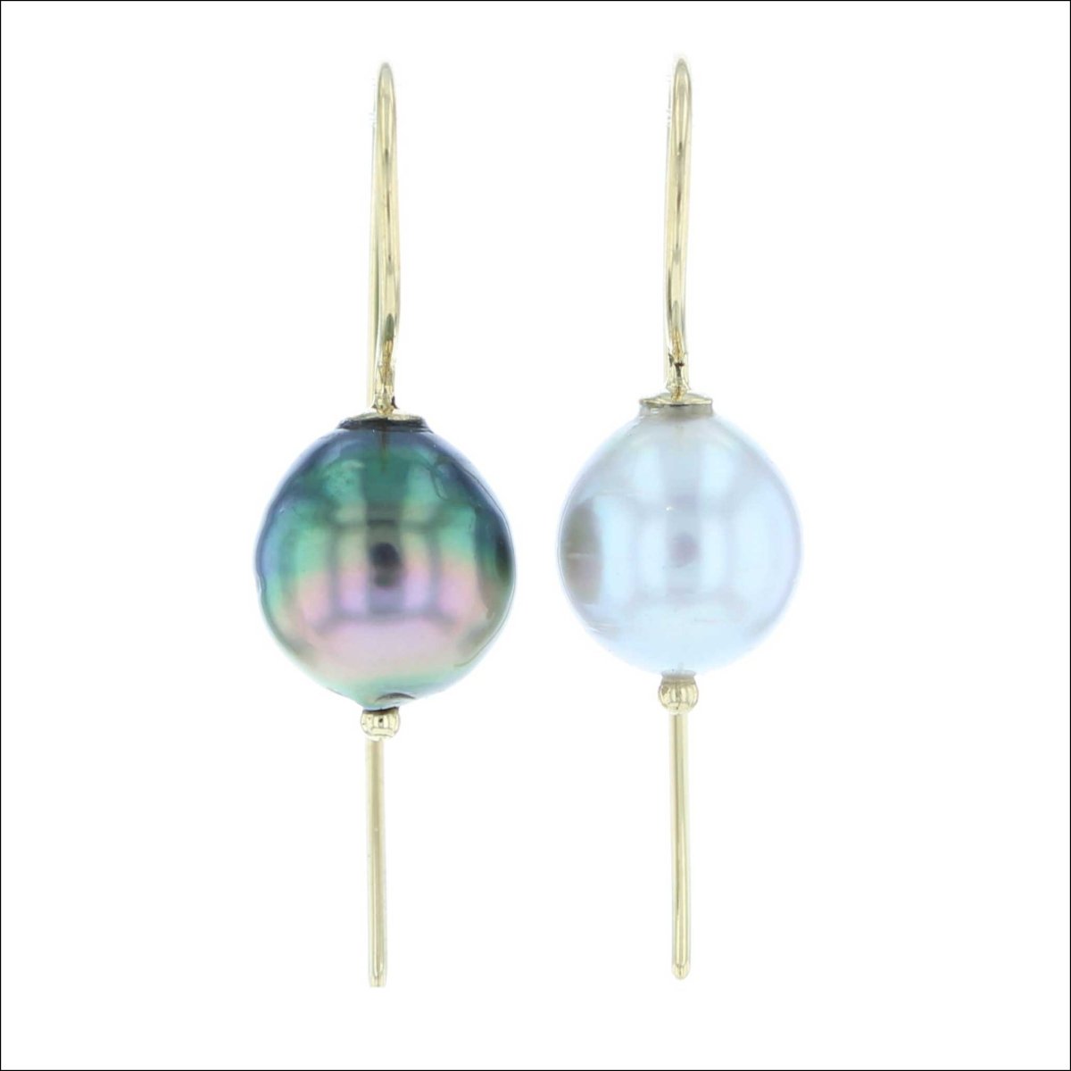 Night and Day Tahitian Pearl Wire Earrings 18KY - JewelsmithEarrings