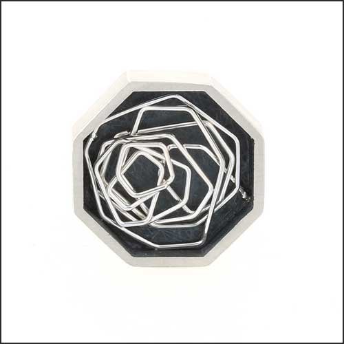 Octagon Abstract Wire Lapel Pin Sterling Silver - JewelsmithLapel Pins