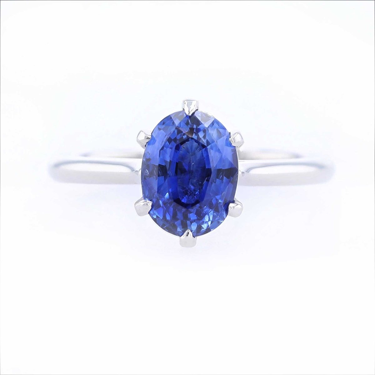 Oval Blue Sapphire Cathedral Engagement Ring Platinum - JewelsmithEngagement Rings