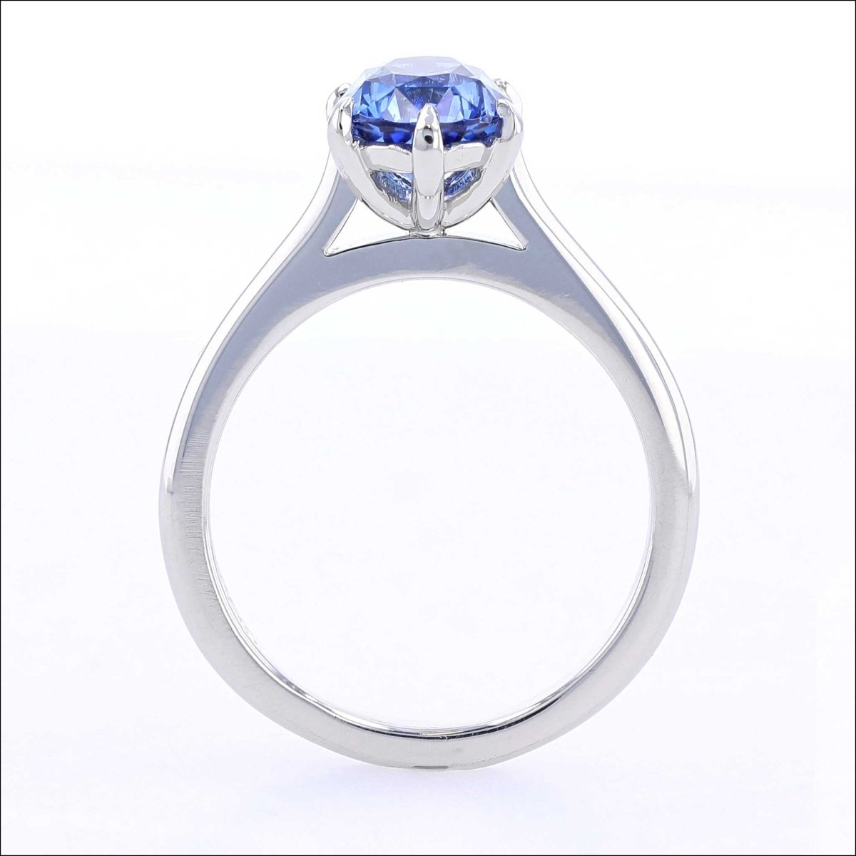 Oval Blue Sapphire Cathedral Engagement Ring Platinum - JewelsmithEngagement Rings