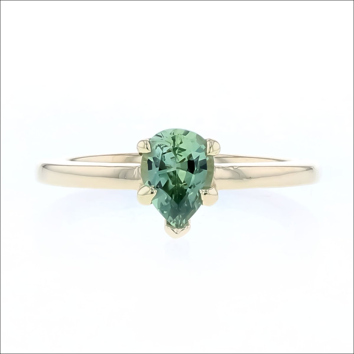 Pear Shaped Teal Montana Sapphire Solitaire Ring 18KY - JewelsmithEngagement Rings