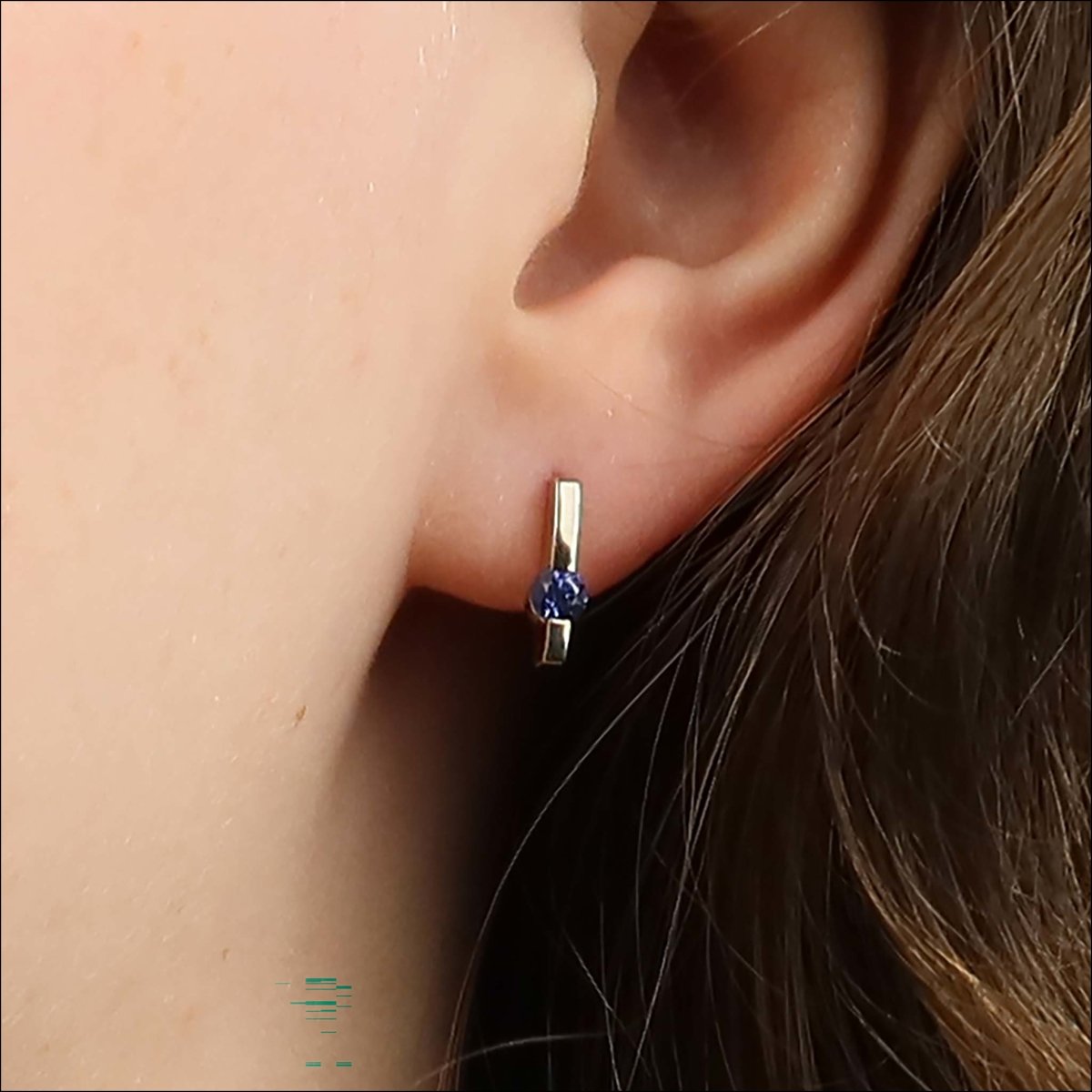 Petite Sapphire Bar Earrings 14KW - JewelsmithEarrings