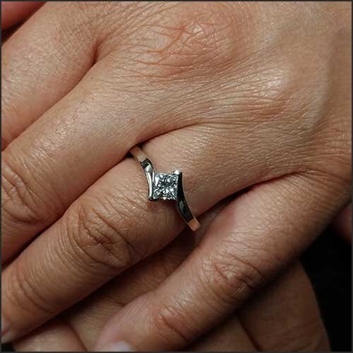 Princess Cut Diamond Bypass Engagement Ring 14KW - JewelsmithEngagement Rings