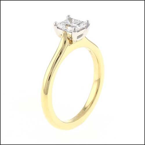 Radiant Diamond Cathedral Solitaire Engagement Ring 18KY Platinum - JewelsmithEngagement Rings
