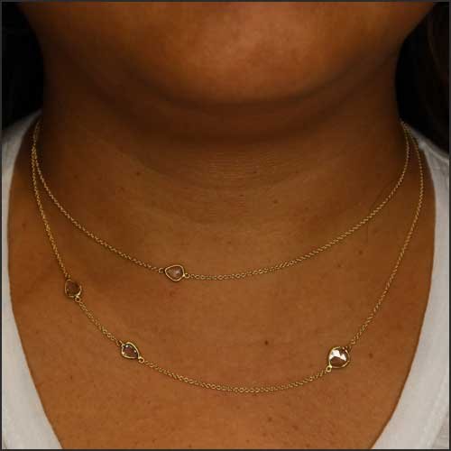 Rose Cut Diamond Slice Necklace 18KY - JewelsmithNecklaces
