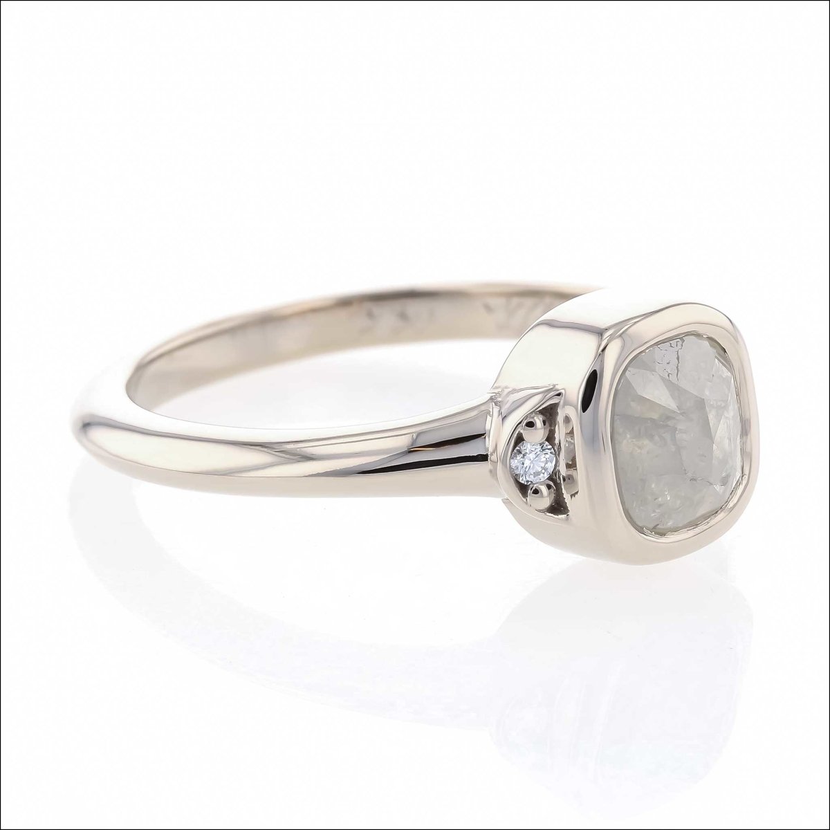 Rose Cut Gray Diamond Engagement Ring 14KW - JewelsmithEngagement Rings