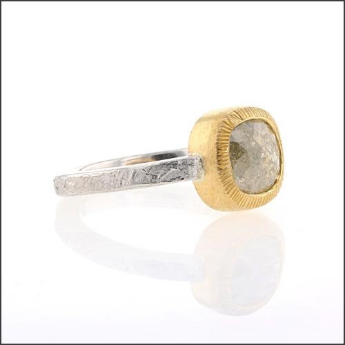 Rose Cut Salt and Pepper Diamond Engagement Ring 22KY Platinum - JewelsmithEngagement Rings
