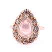 Rose Quartz Cognac Diamond Floating Halo Ring 14K Rose - JewelsmithRings