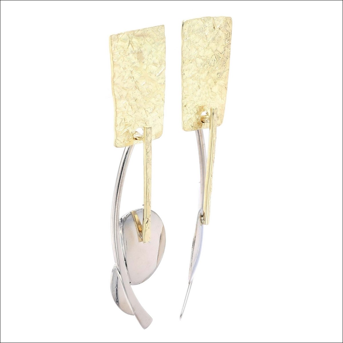 Rough Hewn Asymmetrical Earrings 18KY 14KW - JewelsmithEarrings