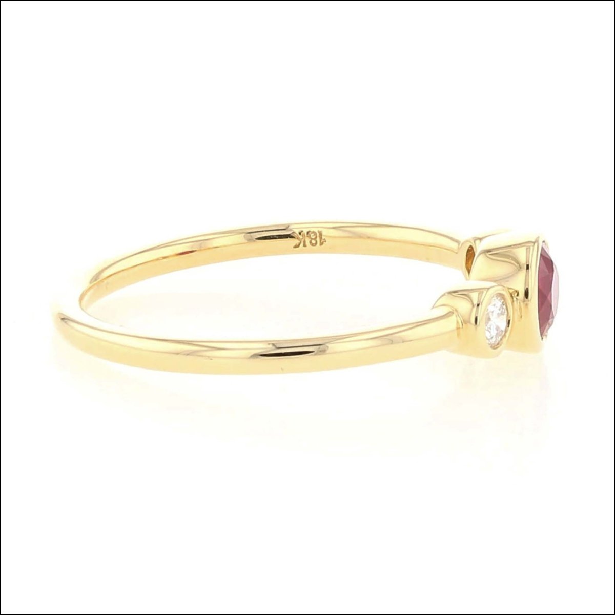 Ruby Diamond Bezel Ring 18KY - JewelsmithRings